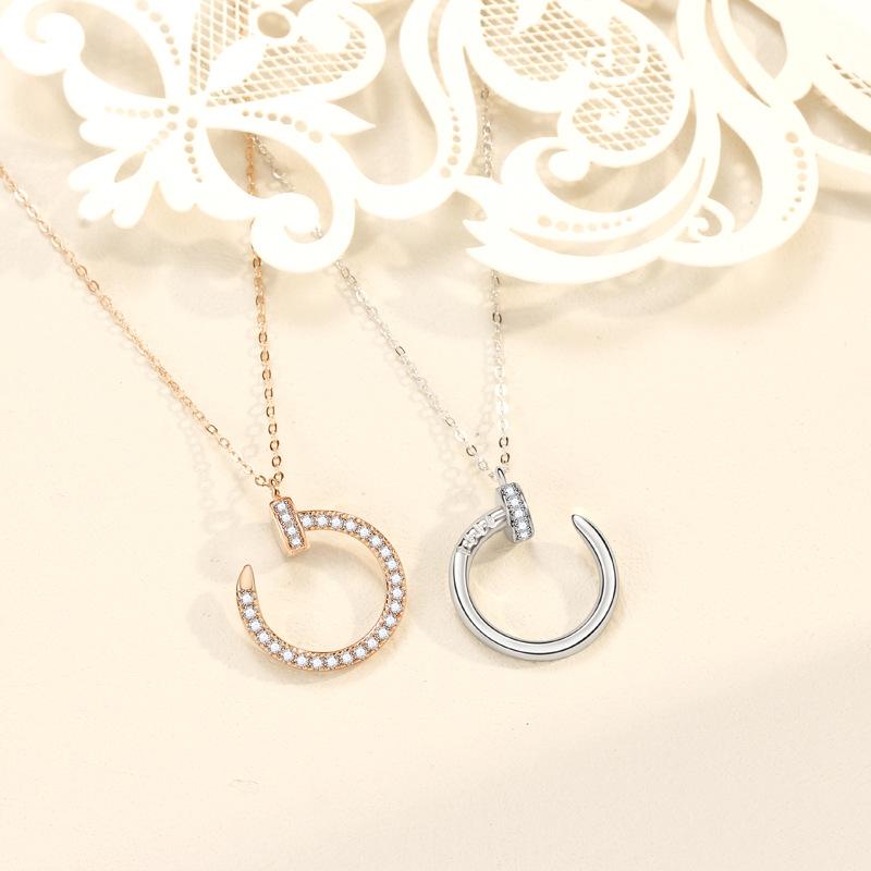 Nail Necklace Women's Full Diamond Hook Diamond Necklace Two Double-sided Jewelry