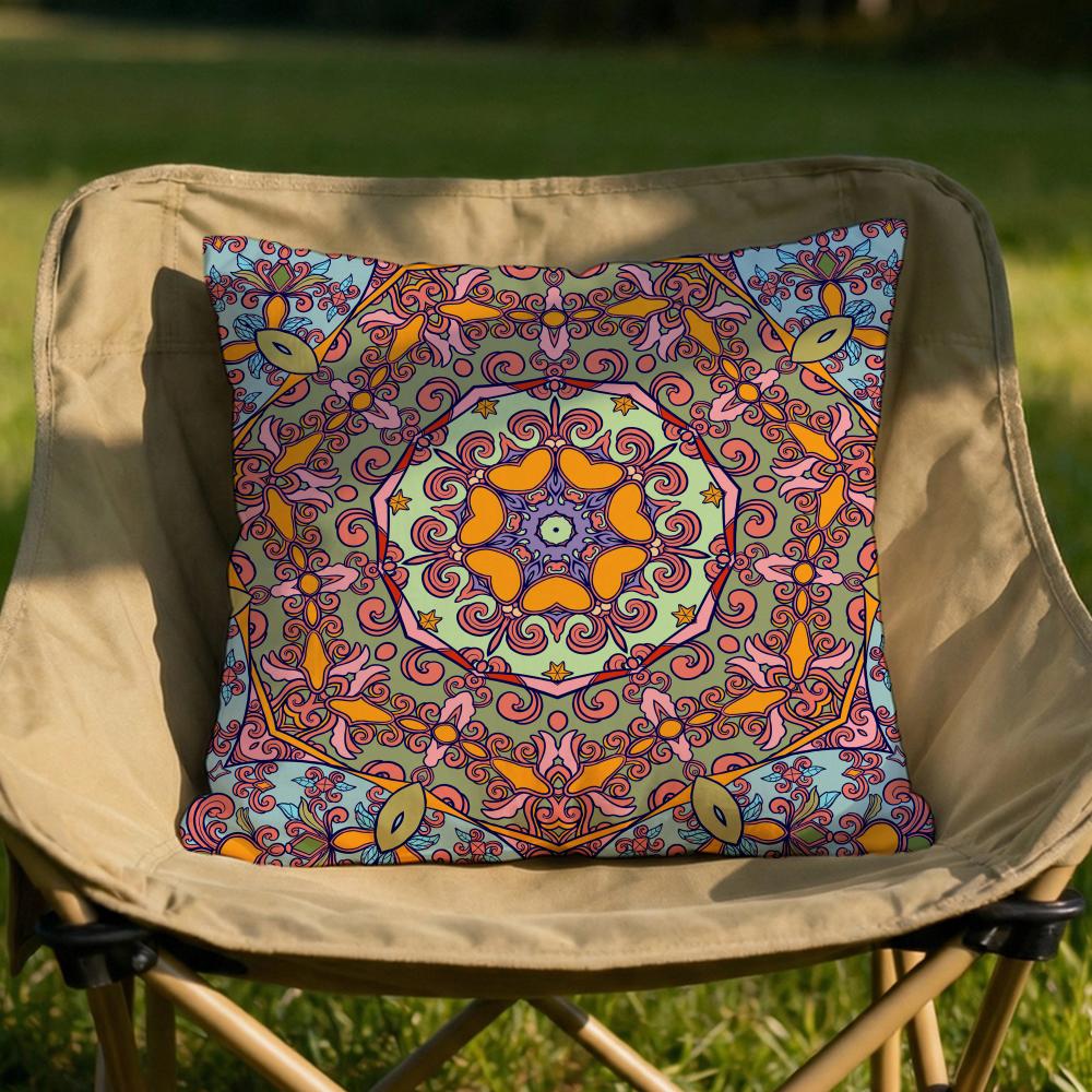 Boho Mandala Floral Pattern Cushion Cover Soft Reversible  Durable Pillow Cover  MultiScene Use for Home  Car Daily Comfort