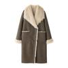 Faux Fur Long Trench Coat for Women Reversible Fuzzy Fleece Sherpa Lined Jackets Winter Furry Trimmed Casual Overcoat