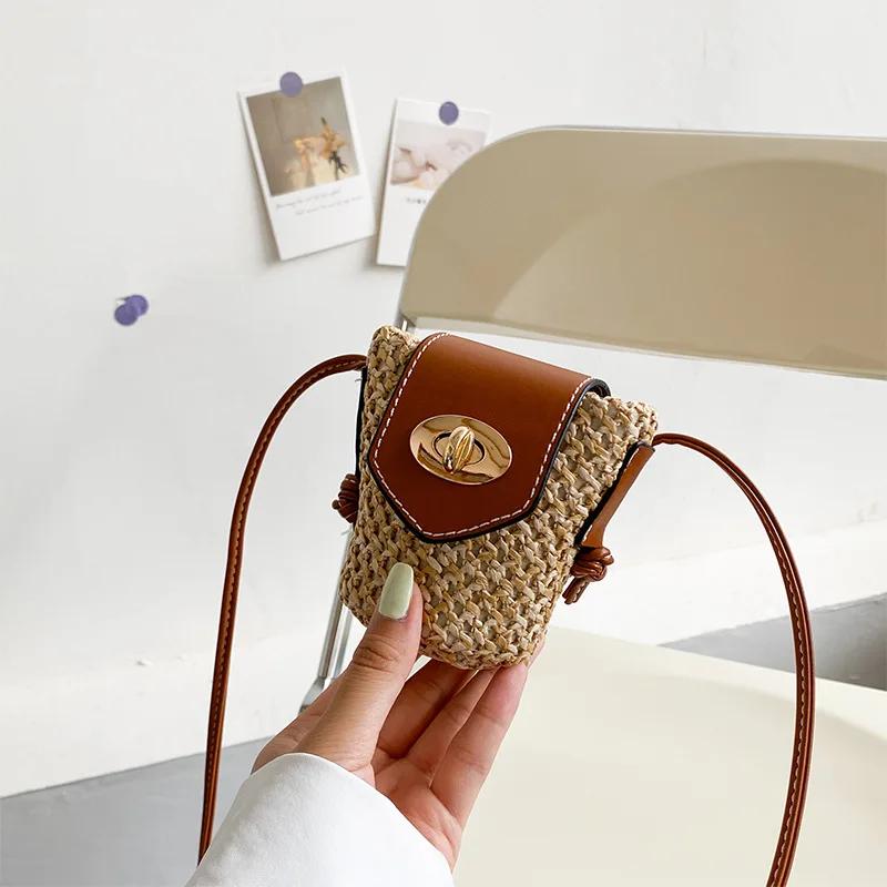 Mini Woven Straw Bag for Women's Travel and Vacation Beach Shoulder Bag Small Crossbody Bag Woven Straw Cross Beach Bag