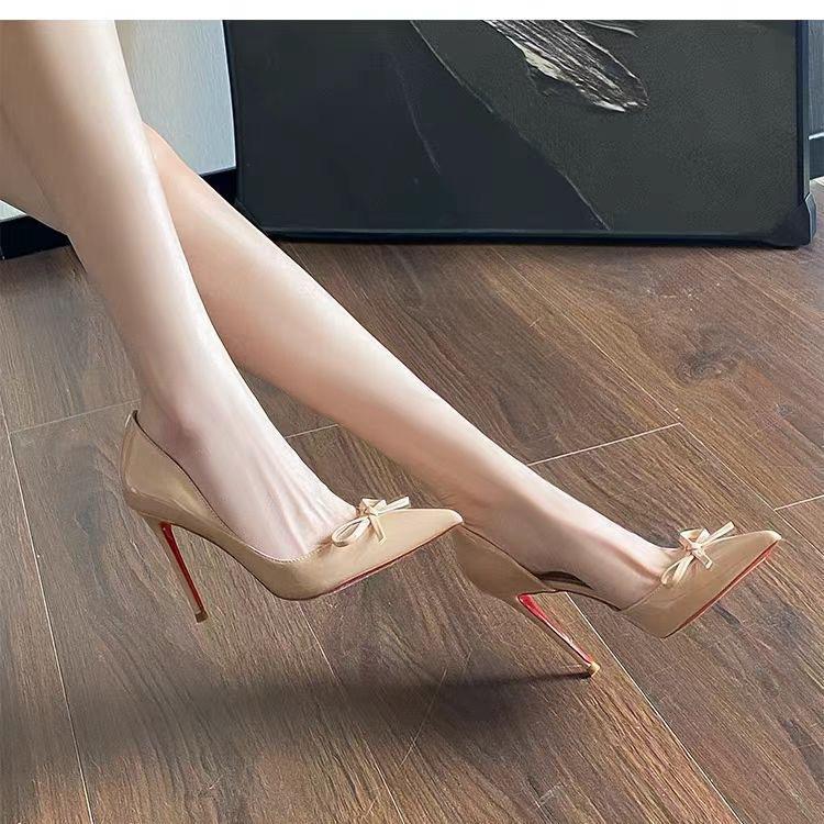 Sexy versatile shoes, thin heels, side empty high heels, fairy wind, spring and summer, pointed head and thin
