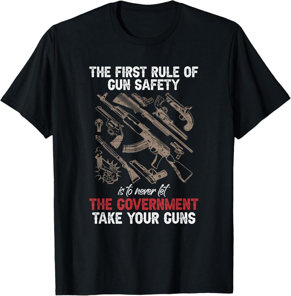NEW LIMITED First Rule Of Gun Safety Funny Government T-Shirt Mens Womens Tees Top Tops TeeA