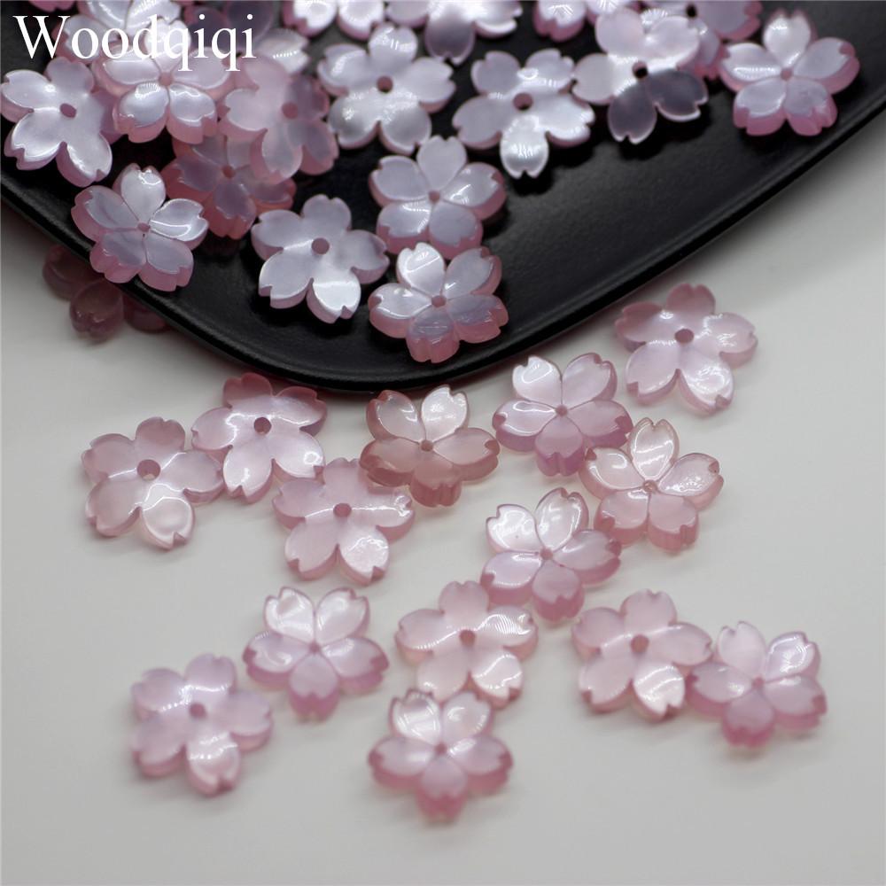 20PCS 10mm DIY Jewelry Making Starry Color Craft Loose Spacer Beads 3D Sakura Petal Flower Delicate Jewelry