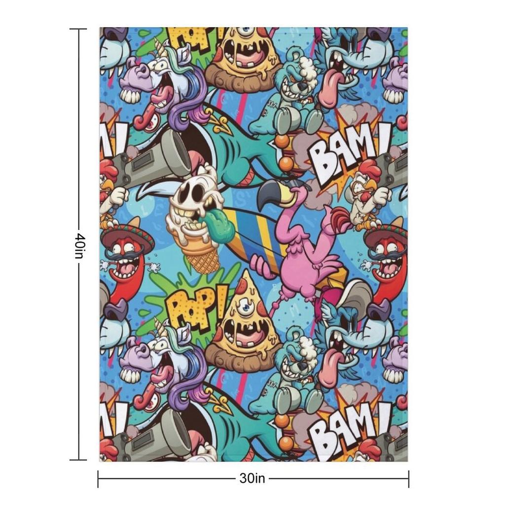 Graffiti Throw Blanket Fashion Sofas Decoratives Sleeping Bag Flannel Fabric Blankets