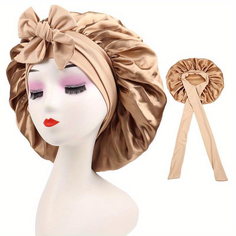 

Двухслойная шапочка для сна, боннеты для женщин, круглый уход за волосами, женский головной убор, ночная шапка, двусторонняя накидка на голову золотой