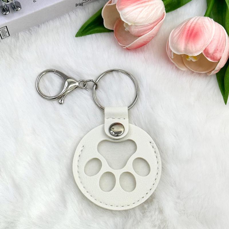 Leather Pet Hair Memorial Keychain Case: Cat & Dog Hair Keepsake Hanger
