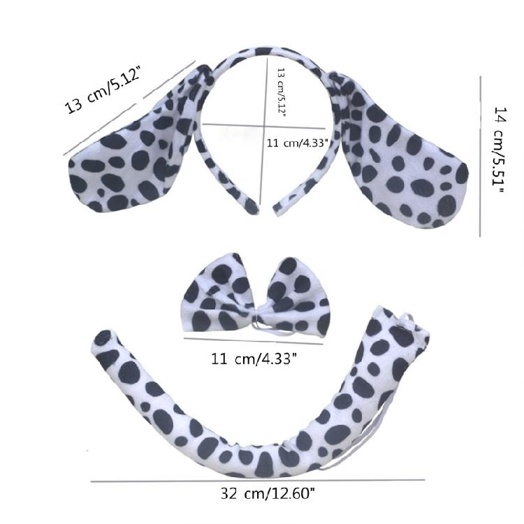 Dog Costume Accessory Set Ear Headband,Bow,Nose,Tutu,Tail Halloween Cosplay Prop