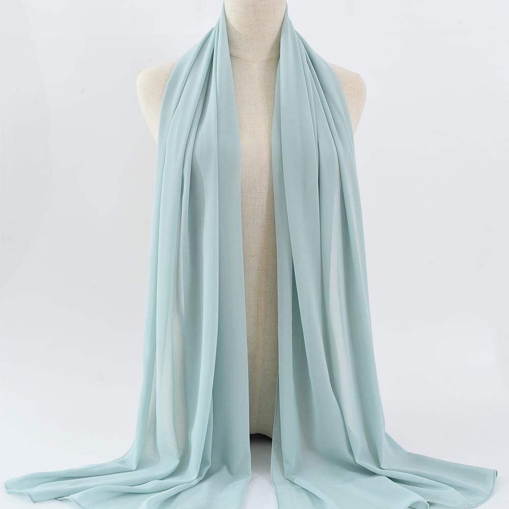 Fashion Pearl Chiffon Hijab Shawls Of Muslim Women Solid Color Head Wraps Scarf For Ladies