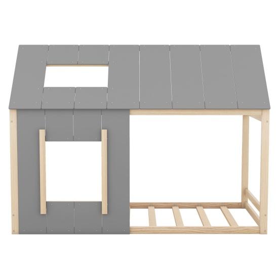 Toy Room Ergonomic Design Baby Bed with Roof Window Strong Infant Load Bearing House Shape Cot Bedroom Furniture Children