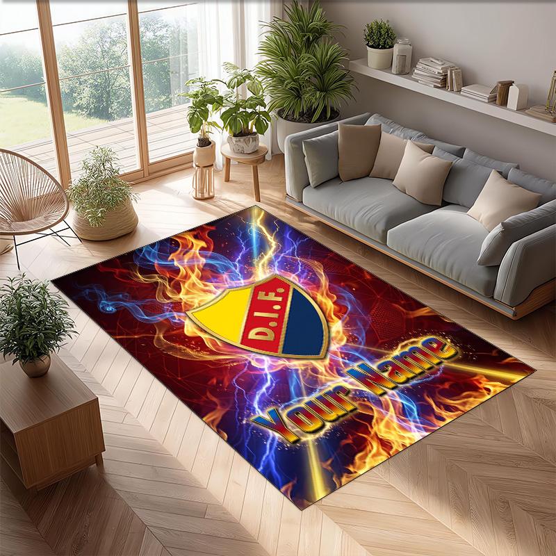 Djurgårdens IF Printed Crystal Velvet Rug Non‑Slip Crystal Velvet Carpet For Sofa Bedroom Indoor Home Decoration
