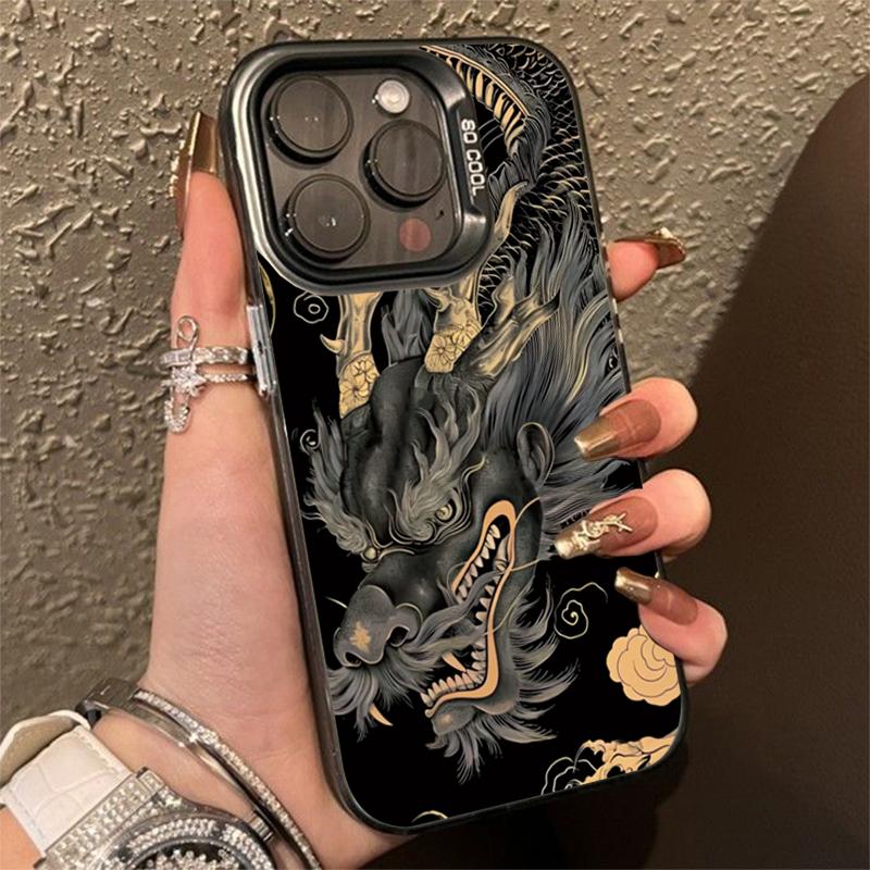 Cool dragon totem Phone case iPhone 15 Pro Max 11 12 13 16 14 Plus Silicone Shockproof Case Lens protector shell