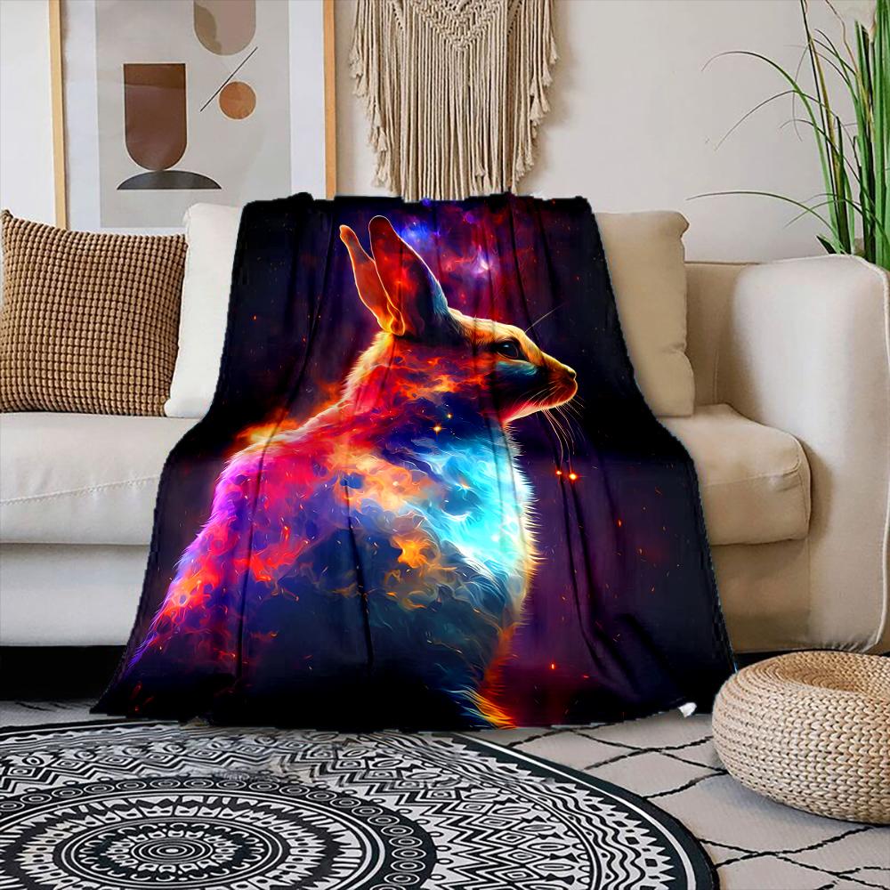Multiple Sizes Cosmic Cat Profile Print Blanket Warm Soft Suitable for All Seasons for Home Sofa Travel Camping Picnics RV