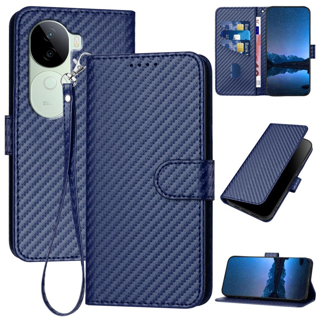 YX0070 For Vivo V40e 5G/iQOO Z9s 5G Wallet Case Carbon Fiber Texture Leather Cell Accessories Phone Cover