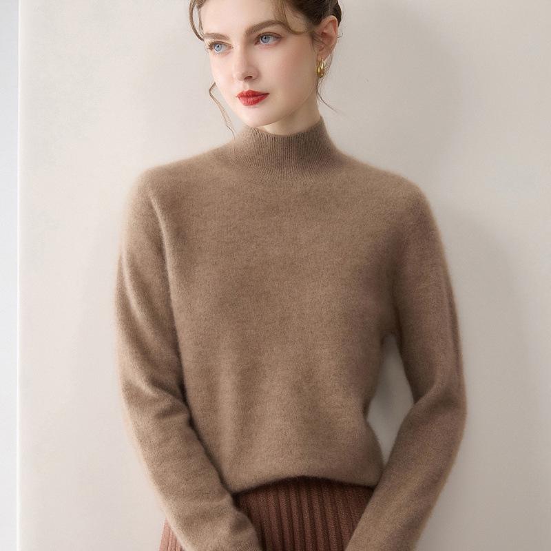 Women's 100% Pure Cashmere Sweater - Solid Color, Versatile & Warm Knit Base Layer.