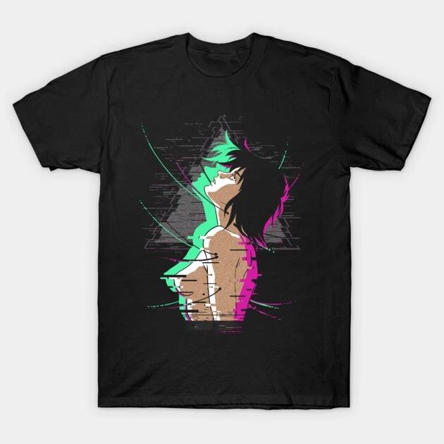 Motoko Kusanagi The Glitch In The Ghost Anime Waifu Black TShirt V7 S