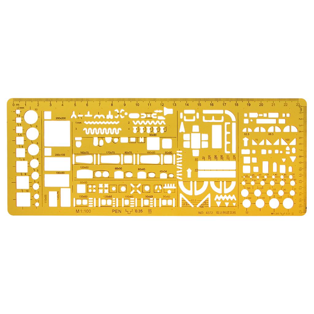 Professional Architectural Template Ruler Drawing Stencil Measuring Tool Student