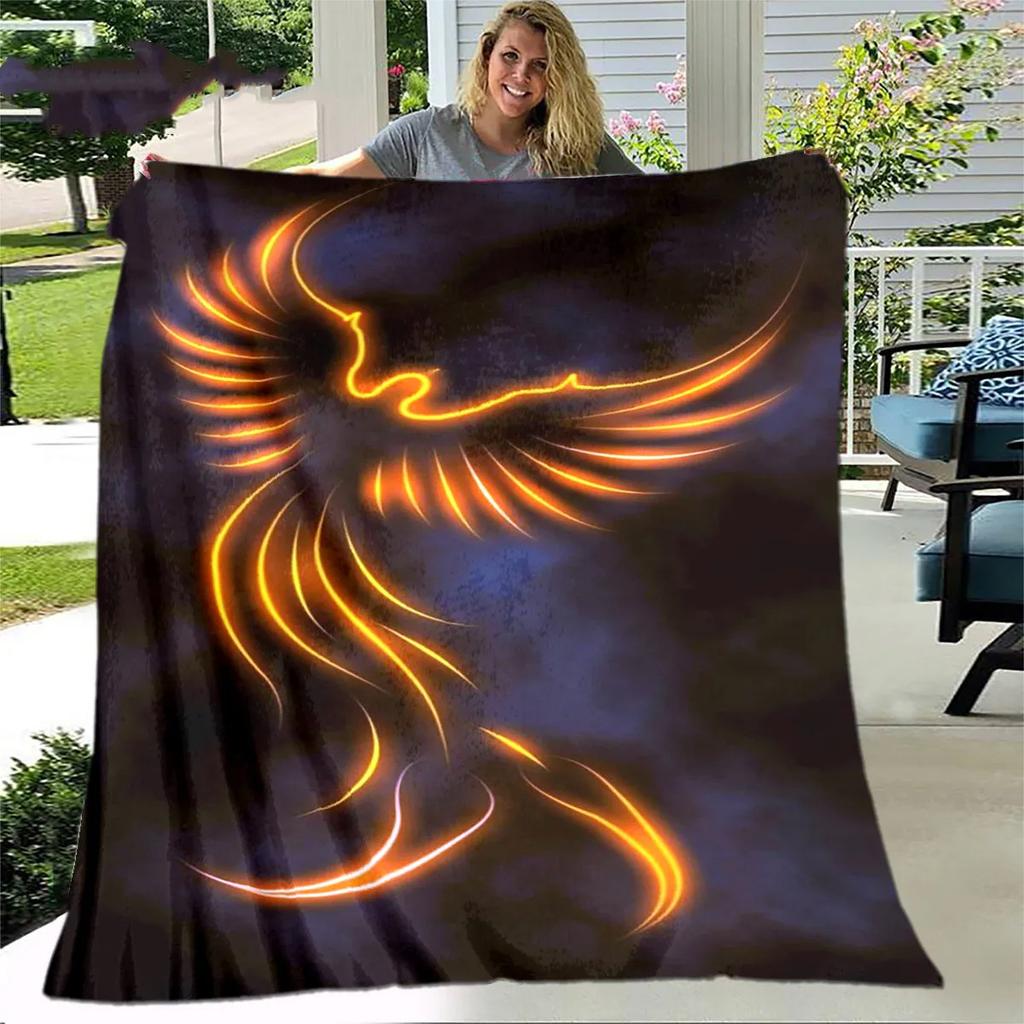 Inferno Phoenix Series digitalprinted polyester Bedroom velvet flannel cover blanket Fleece soft sofa cover blankets for beds