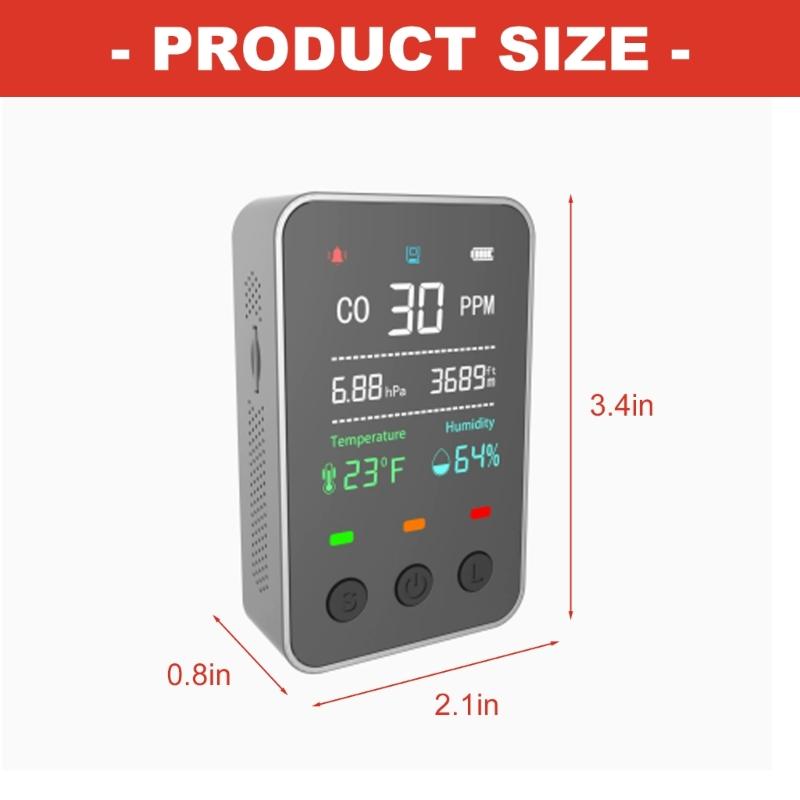 Intelliegnt Auto Off CO Alarm 2000mAh Rechargeable Gas Detectors Rechargeable CO Gas Detectors Easy to Use for Car Boats