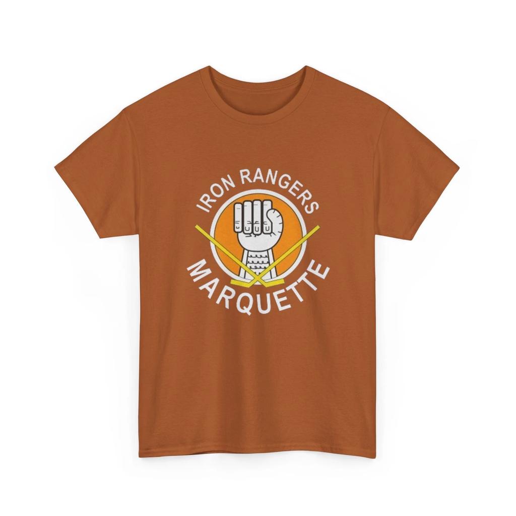 Defunct Hockey Team Marquette Iron Rangers Printed T shirt Michigan