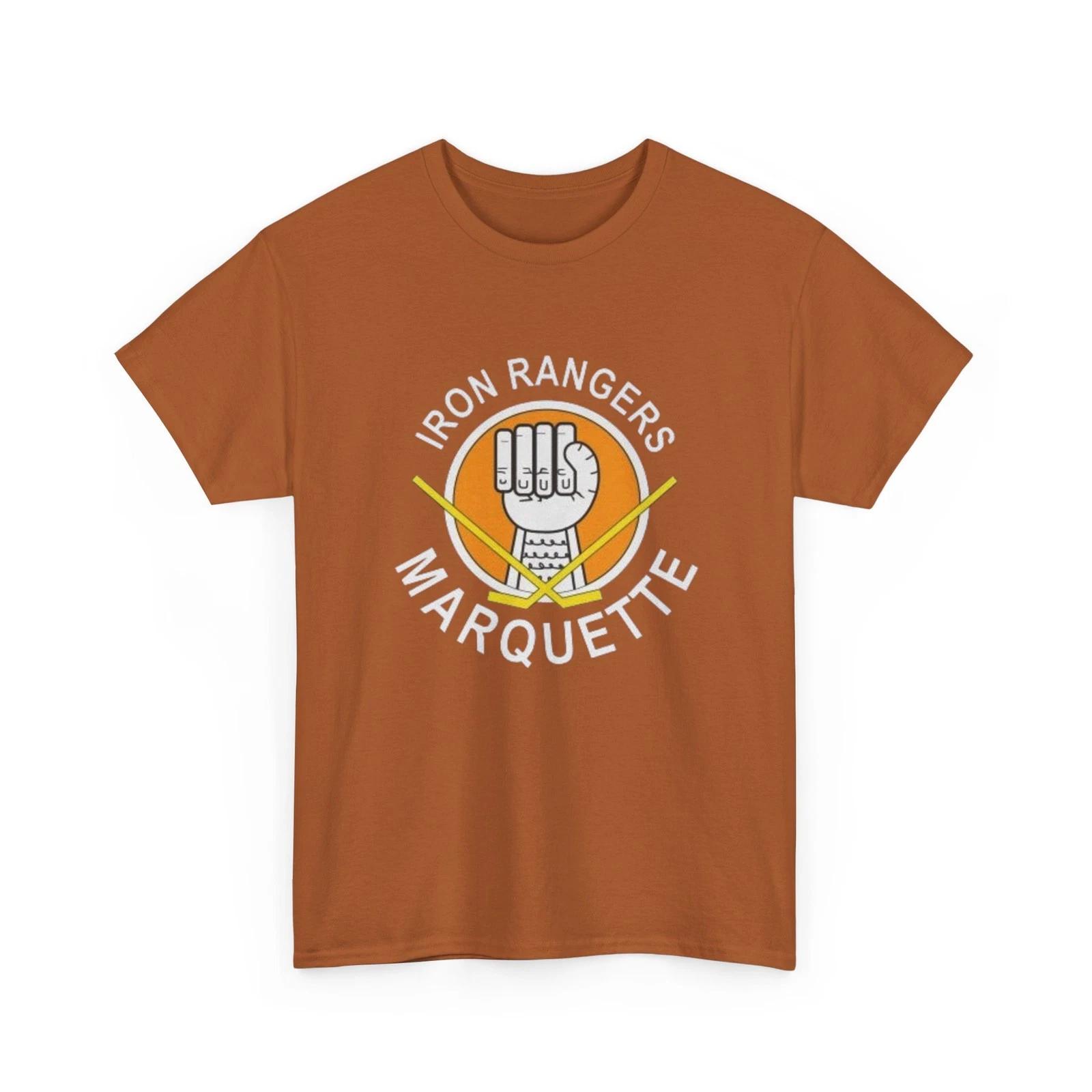 Defunct Hockey Team Marquette Iron Rangers Printed T shirt Michigan S