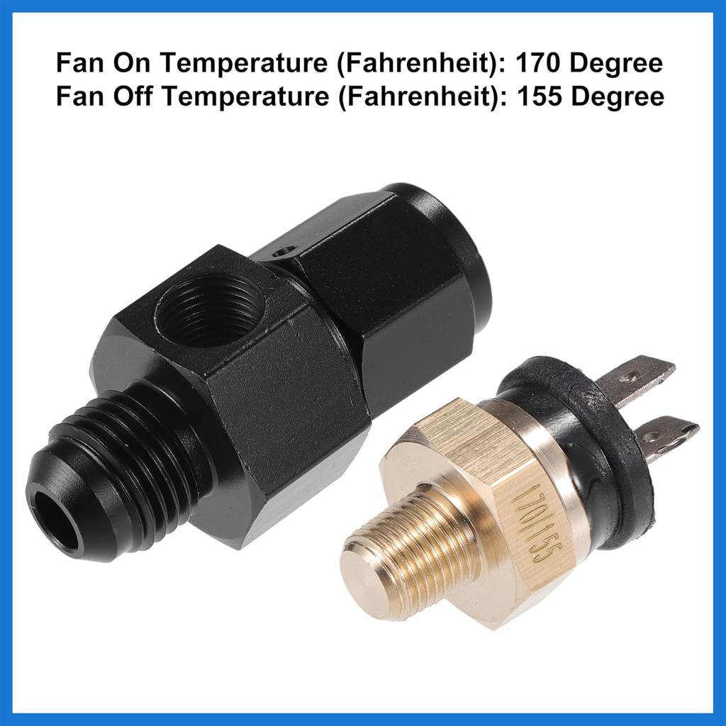 1 Set Auto Engine Temperature Cooling Fan Switch Fitting Adapter 6AN 170'F On-155'F Off Auto Accessories