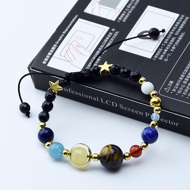Galaxy Solar System Bracelet Transfer Beads Eight Planets Natural Hand-Woven