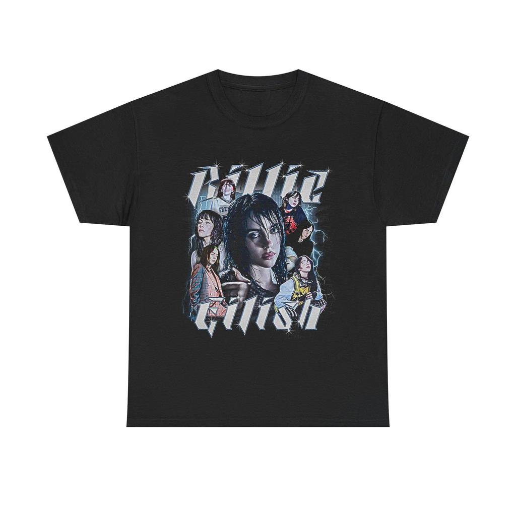 Singer Billie Eilish Portrait cotton Unisexs Shirt Summer Oversized Womens Yk Hip Hop Short Sleeve Tshirt Fan Gifts Unisex