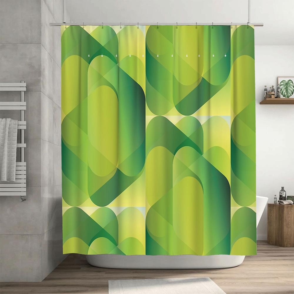 Modern Abstract Shower Curtain Nature Green Trees Forest Bathroom Decor Waterproof Fabric Liner Artistic Backdrop Home Textile