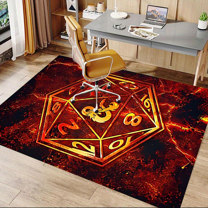 1 Stück Würfel & Drache Rutschfester Boden Teppich Kompatibel für Büro & Wohnzimmer & Schlafzimmer & Esszimmer - Flach - Maschinenweberei-S0313