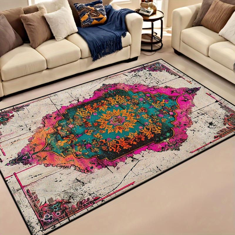 Large Abstract Art Floor Mat Design Indoor Outdoor Pink Blue Patterns Perfect Living Room or Patio Rugs for Living Room Decor