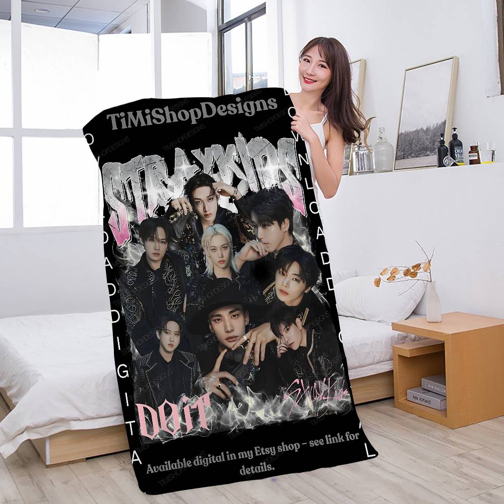 S-StrayS COOL K-Kids Kpop Microfiber Blanket Quick Drying Beach Towels Oversized Printing Super Absorbent Pool Towel Blanket