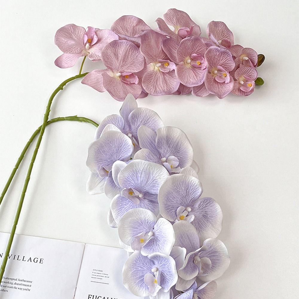 10 Cabezas Orquídea Mariposa Artificial Tacto Real Alambre de Hierro Revestimiento Interior Flor Phalaenopsis Falsa 98cm Multicolor Flor de Seda