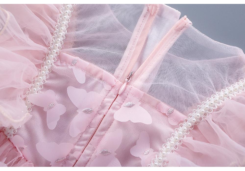 Koreanischer Stil Mädchen Netz-Prinzessinnenkleid mit Schmetterlingsdesign – Frühling/Herbst Mode