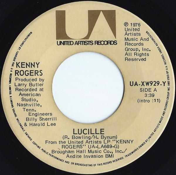 

7inch Record KENNY ROGERS - Lucille UAXW929Y United Artists 1976 Canada Pop Used