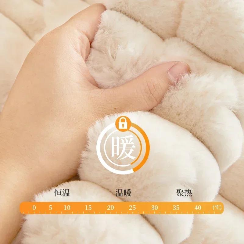 Plush Sofa Towel  Thick Artificial Rabbit Sofa Cover Warm Solid Non-slip Slipcovers Throw Pillowcase Living Room Decor Winter