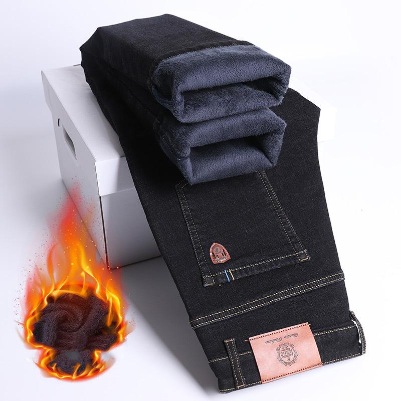 

Мужские джинсы Утепленные джинсы Зимние Снежные Деловые Джинсы Теплые Утепленные Теплые Прямые Джинсы 38