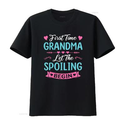 First Time Grandma New Baby Announcement Mothers Day T Shirt Vintage Washed Breathable Graphic Top For Everyday Wear