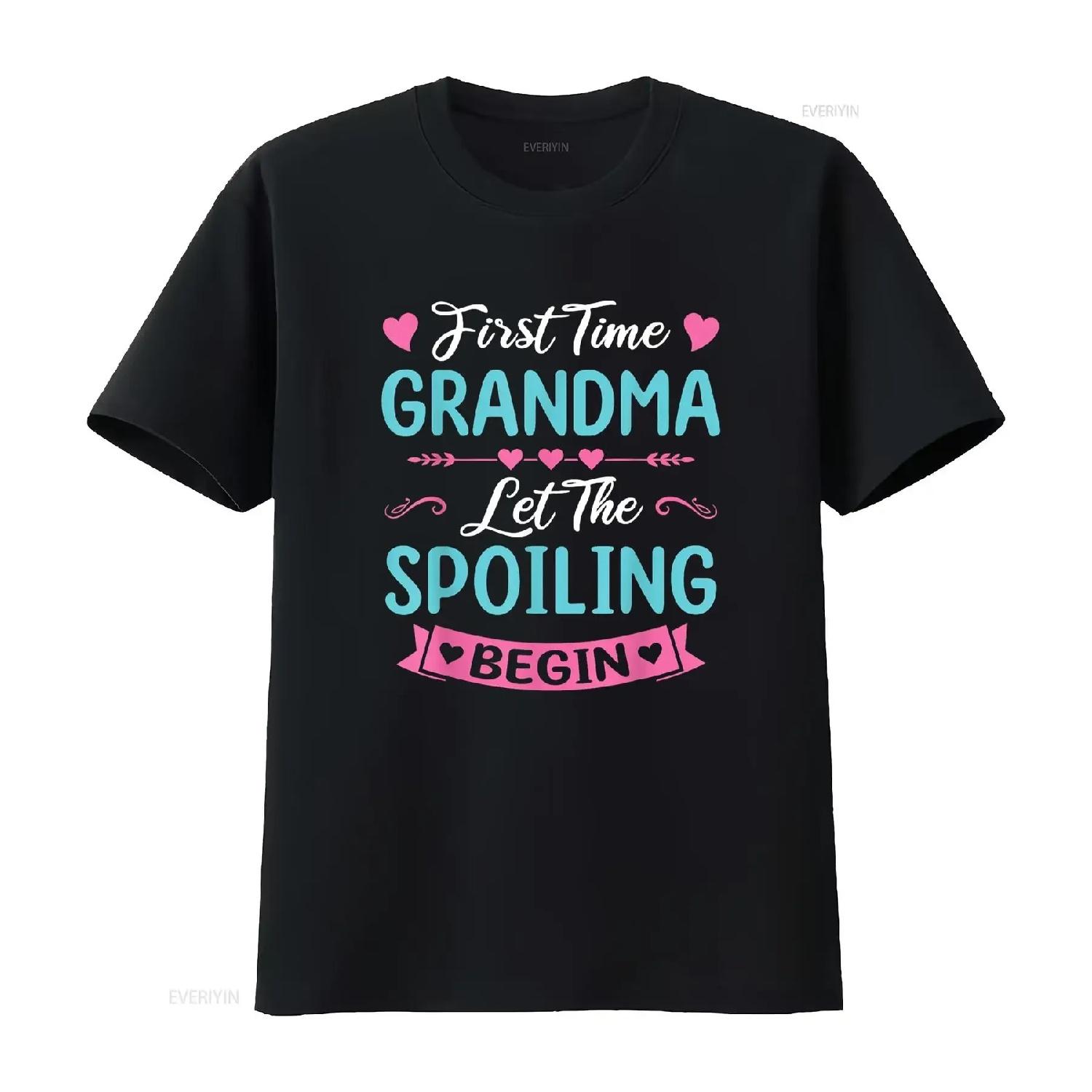 

First Time Grandma New Baby Announcement Mothers Day T Shirt vintage Washed Breathable graphic Top For Everyday Wear S чёрный