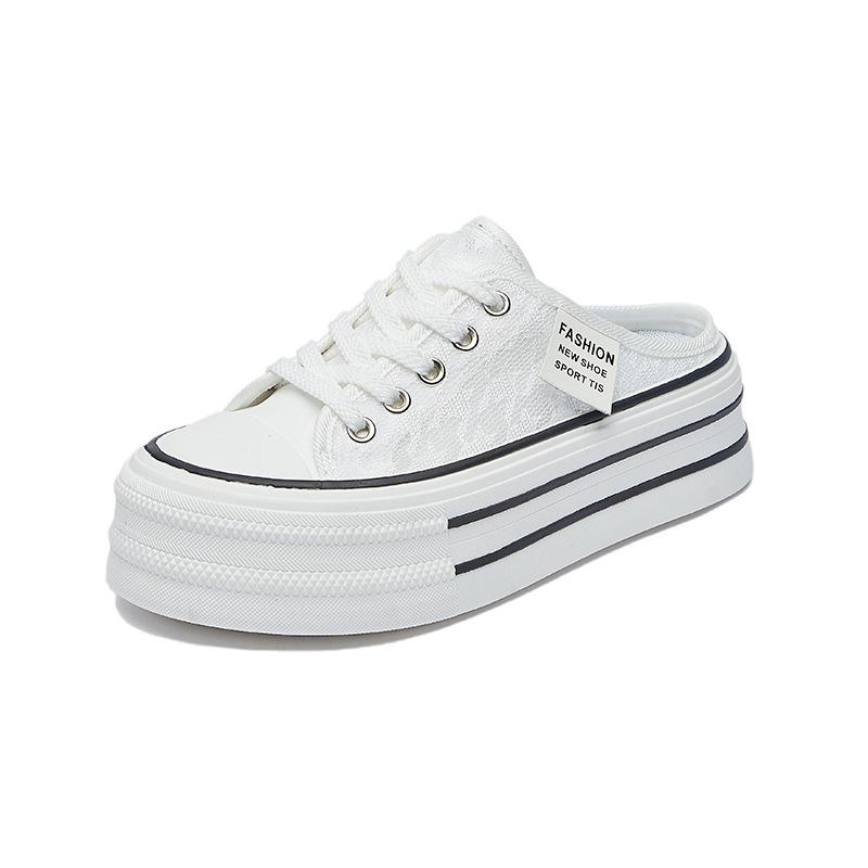 Summer Mesh Half-support White Shoes New Style of Female Students Breathable Height-enhancing Shoes Casual
