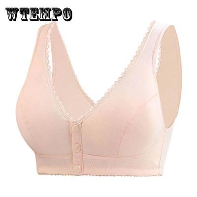 Dames Ondergoed met Knopen aan de Voorkant Katoenen Vest Plus Size Dun Ademend Verstelbare BH
