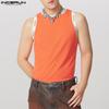 INCERUN Men Round Neck Sleeveless Print Patchwork Rib Sport Summer Tank Tops
