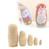 Diy 5pcs Unpainted Blank Wooden Embryos Russian Nesting Dolls Toy Matryoshka
