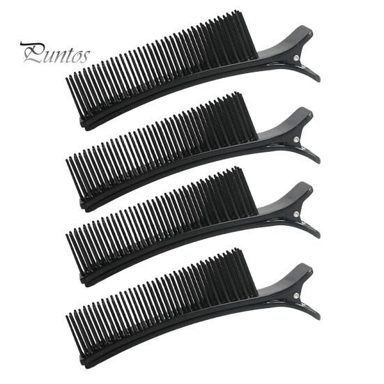 

4 шт. Затискач для волосся Професійна нековзаюча гребінець із проділом волосся без слідів Затискач для волосся з качиним рахунком Домашній салон для жінок Затискач для стрижки волосся 4pcs чорний