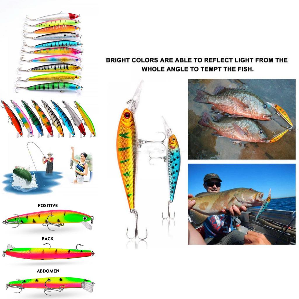 Durable Plastic Fishing Lures Set 10 Colors 8.5g 9.5cm Realistic Minnow Baits