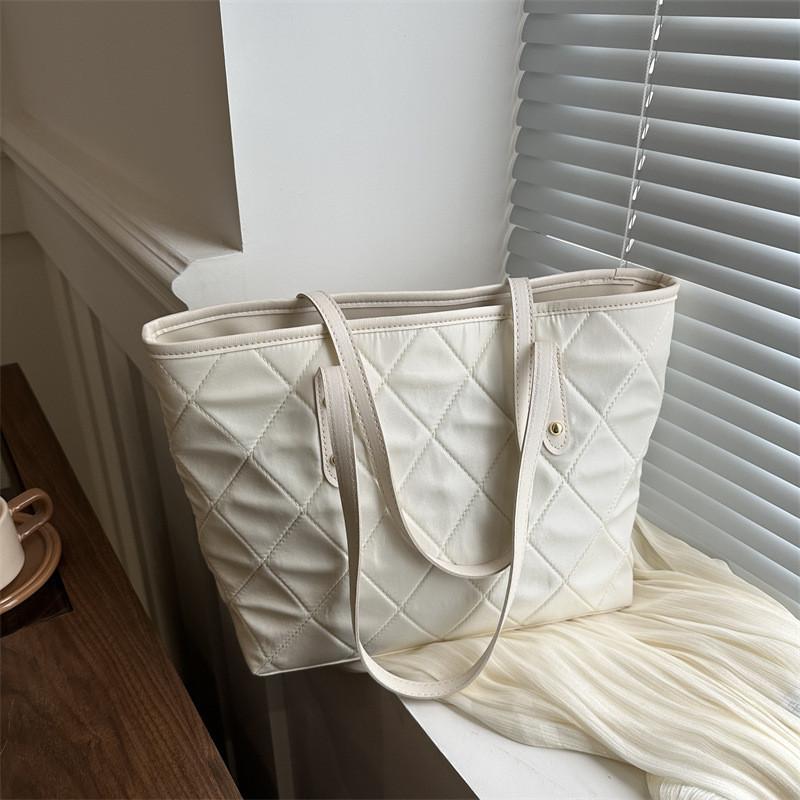 Spacious Nylon Quilted Tote Bucket Bag For Women Stylish 2024 Commuter And Casual Use