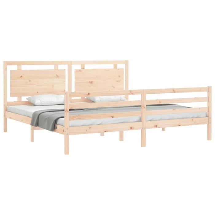 VidaXL Cadre de lit avec tête de lit 200x200 cm bois massif 3194071