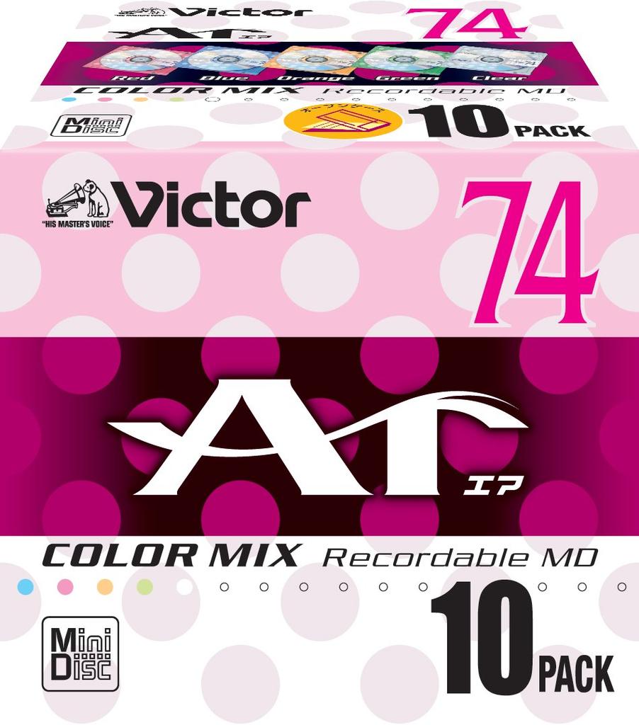 Victor MiniDisc 74 Minute Color Mix 10 Discs 10MD-74LX