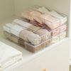 Adjustable Double Section Storage Container Clear Spaces Saving Plastic Materials Home Organization Solution