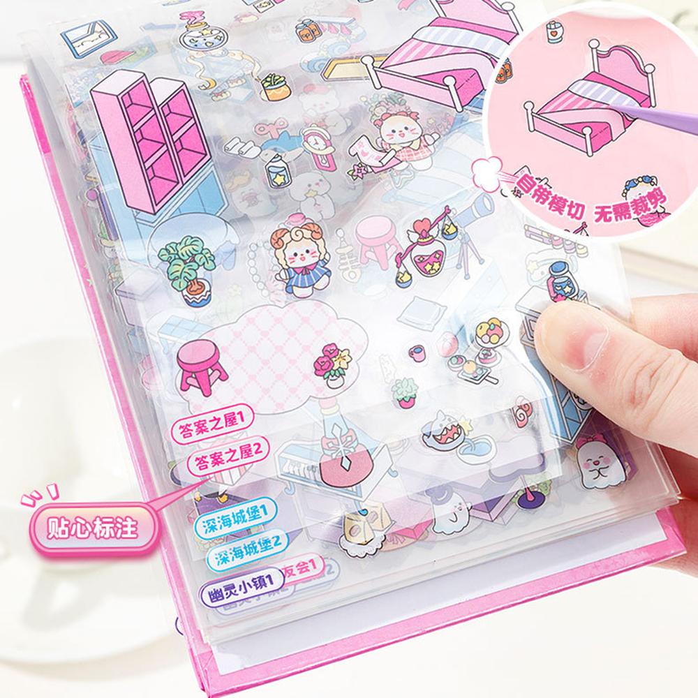 Set di Adesivi 3D con Scene in Miniatura per Scrapbooking, Adesivi per Diario in Carta PET Impermeabile