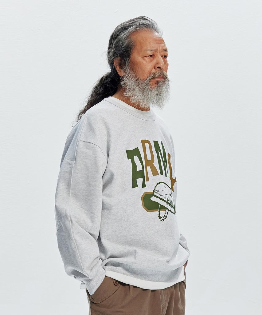 FRIZMWORKS Army Helmet Sweatshirt _ White Melange